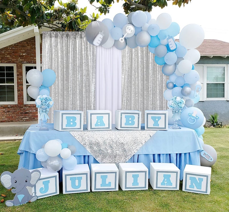 B.Cool B-COOL Silver Sequin Backdrop Curtains 2 Panels 2ftx8ft Birthday Sequin Curtain for Background Silver Drapes for Birthday Party Baby Shower Photography Decorations - Image 5